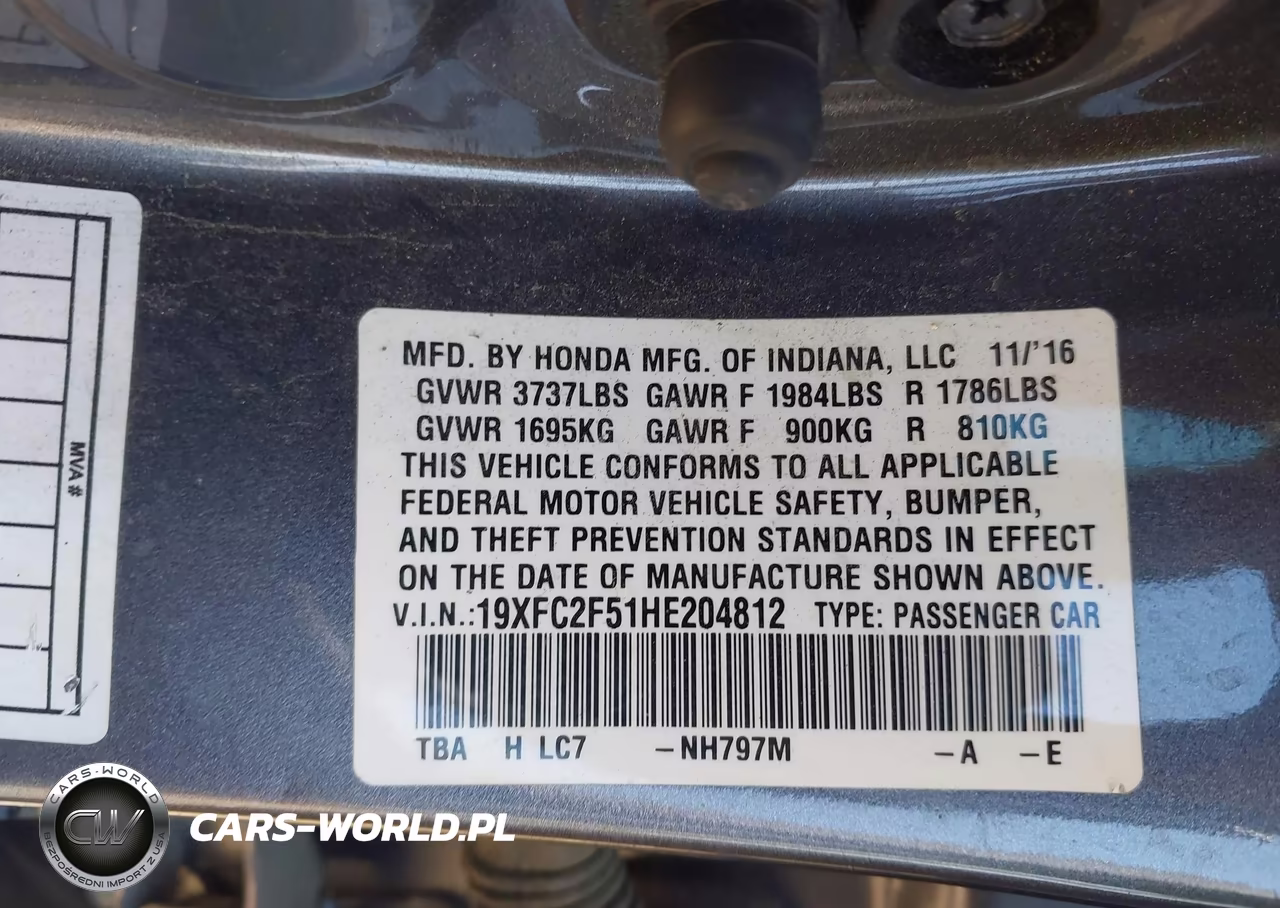 2017 Honda Civic Lx VIN:19XFC2F51HE204812 - 9