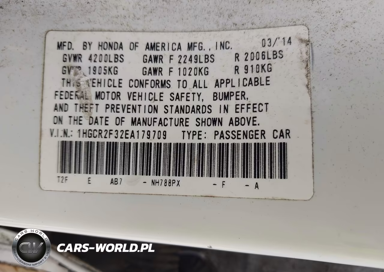 2014 Honda Accord Lx VIN:1HGCR2F32EA179709 - 9