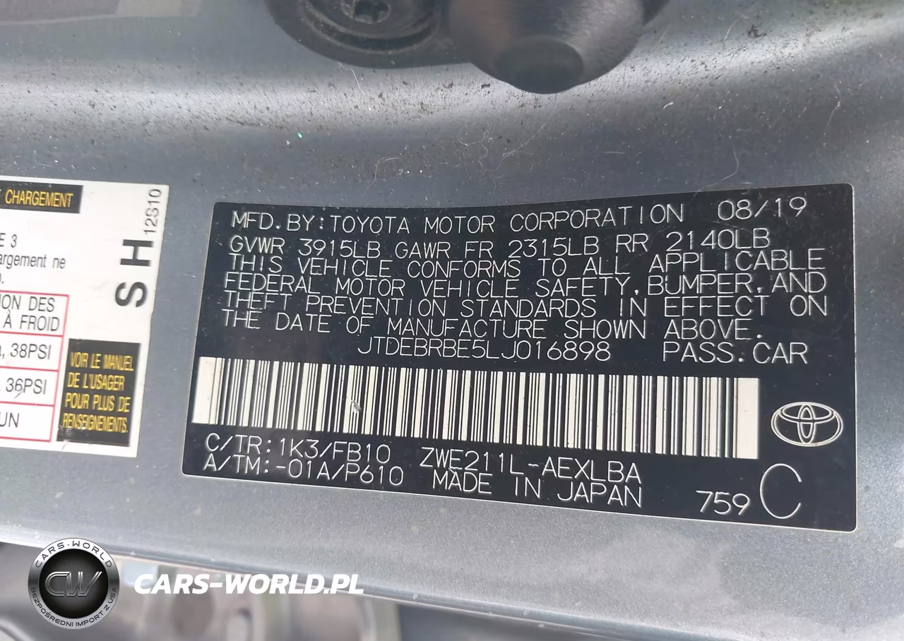 2020 Toyota Corolla Hybrid Le VIN:JTDEBRBE5LJ016898 - 9