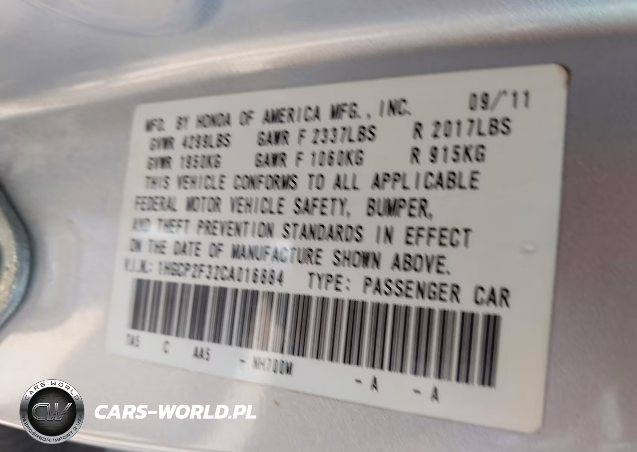 2012 Honda Accord 2.4 Lx VIN:1HGCP2F32CA016884 - 9