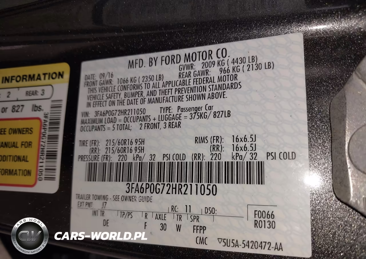 2017 Ford Fusion S VIN:3FA6P0G72HR211050 - 9