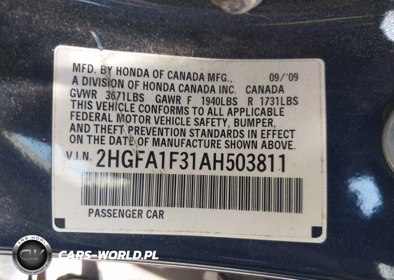 2010 Honda Civic Vp VIN:2HGFA1F31AH503811 - 9