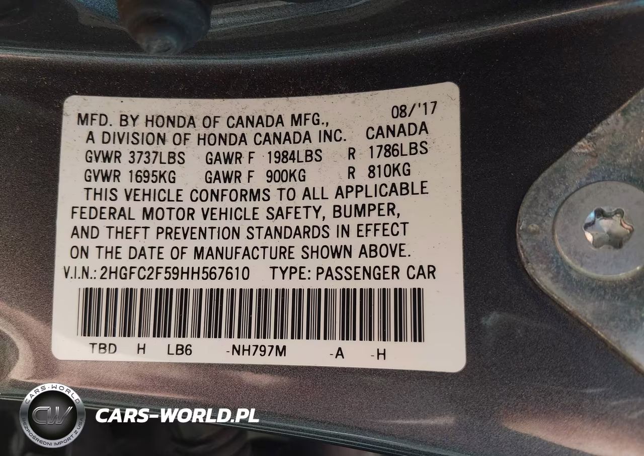 2017 Honda Civic Lx VIN:2HGFC2F59HH567610 - 9