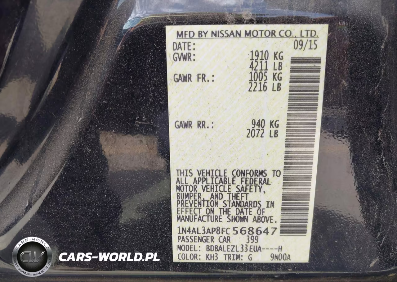 2015 Nissan Altima 2.5 S VIN:1N4AL3AP8FC568647 - 9