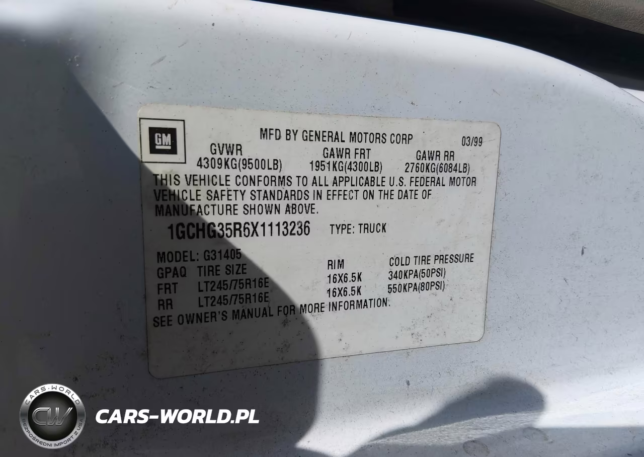 1999 Chevrolet Express VIN:1GCHG35R6X1113236 - 9