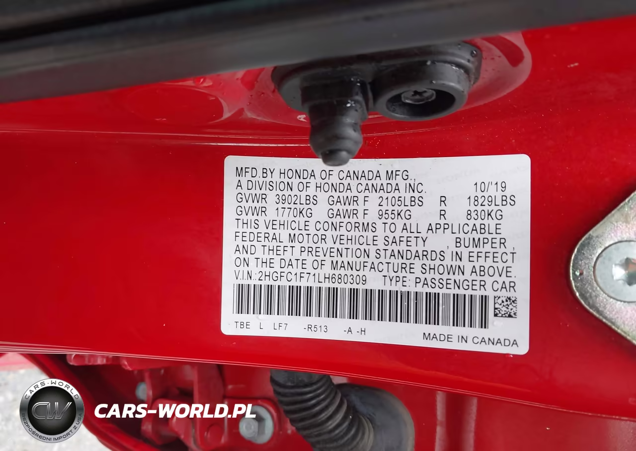2020 Honda Civic Ex-L VIN:2HGFC1F71LH680309 - 9