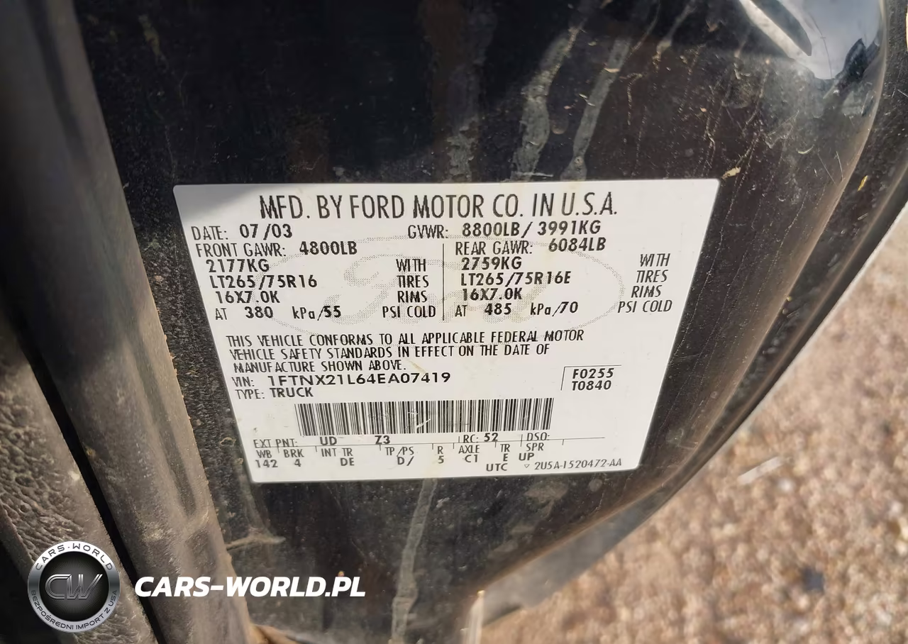 2004 Ford F-250 Lariat-Xl-Xlt VIN:1FTNX21L64EA07419 - 9