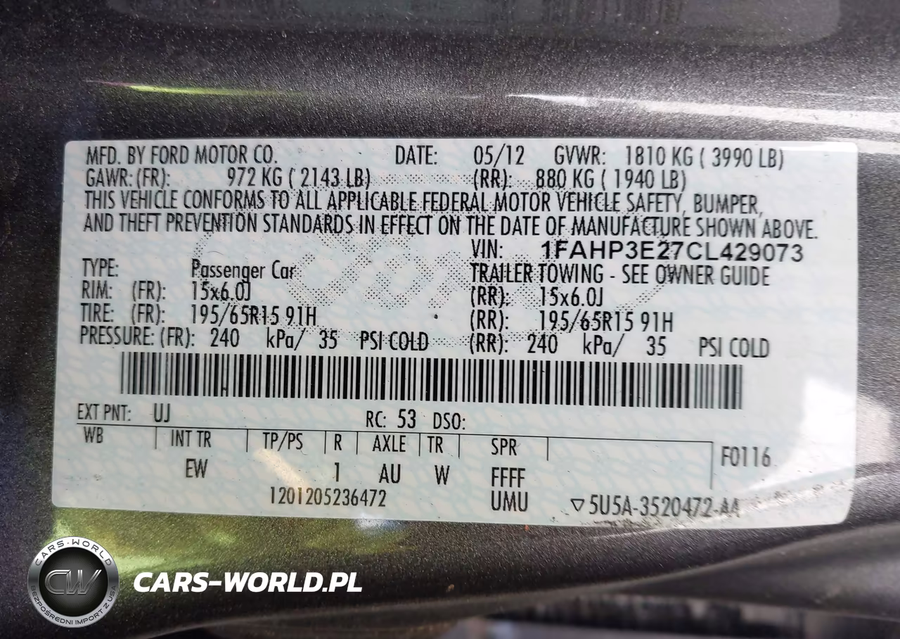 2012 Ford Focus S VIN:1FAHP3E27CL429073 - 9