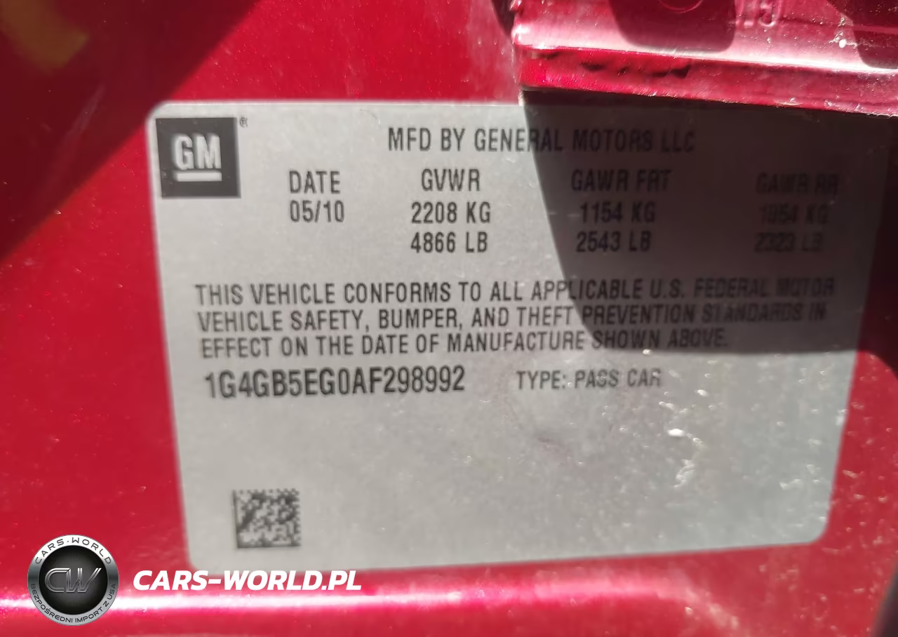2010 Buick Lacrosse Cx VIN:1G4GB5EG0AF298992 - 9