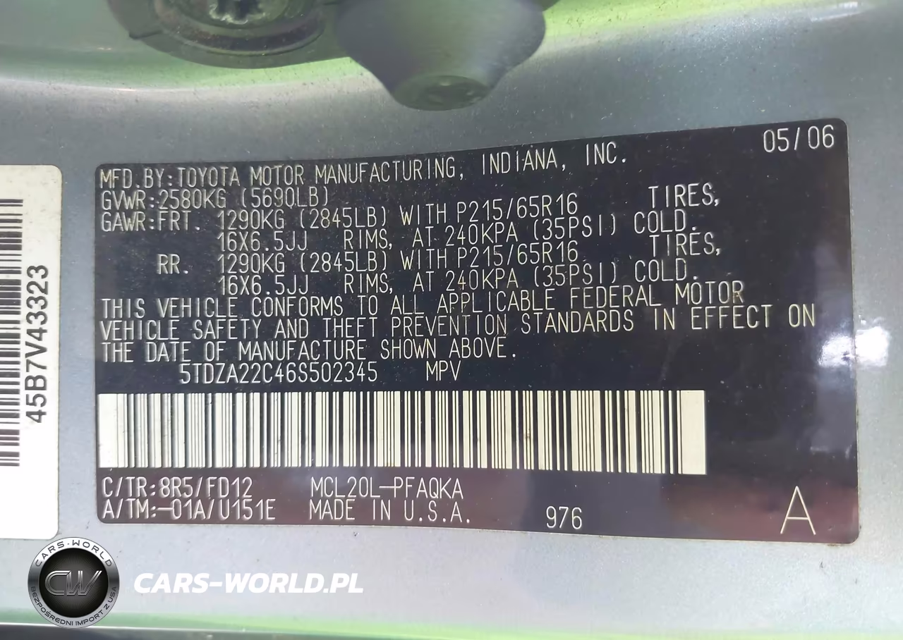 2006 Toyota Sienna Xle VIN:5TDZA22C46S502345 - 9