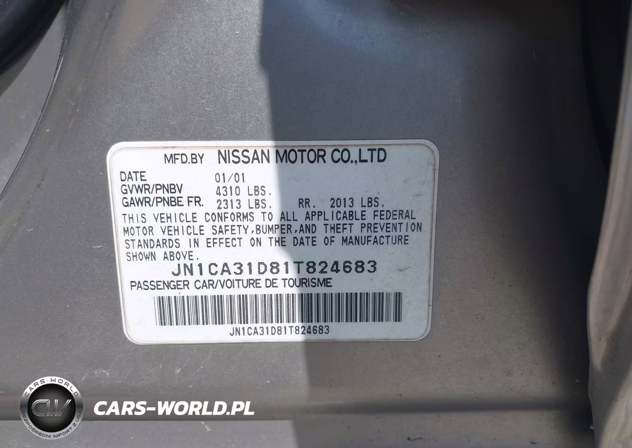 2001 Nissan Maxima Gxe VIN:JN1CA31D81T824683 - 9