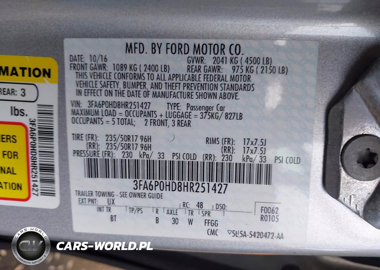 2017 Ford Fusion Se VIN:3FA6P0HD8HR251427 - 9