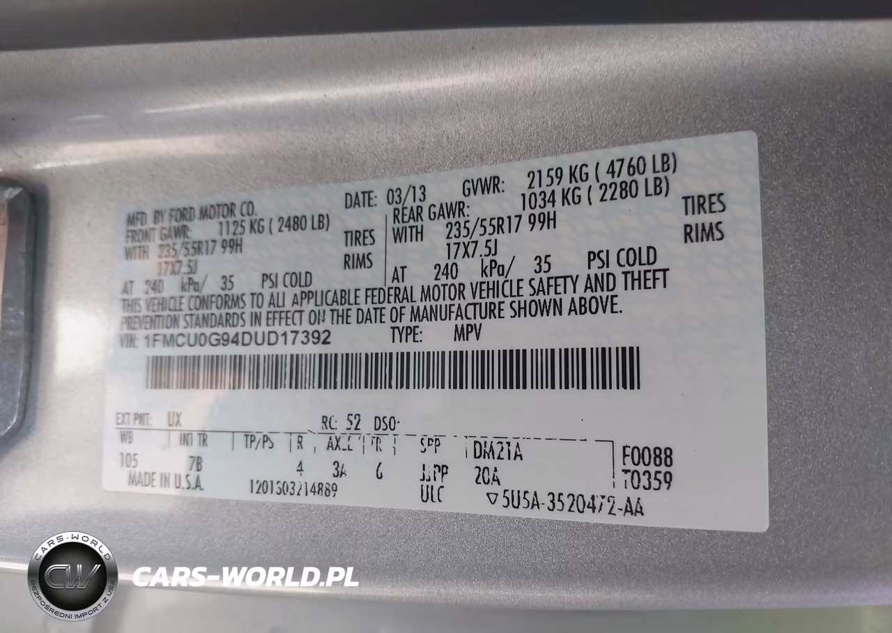2013 Ford Escape Se VIN:1FMCU0G94DUD17392 - 9