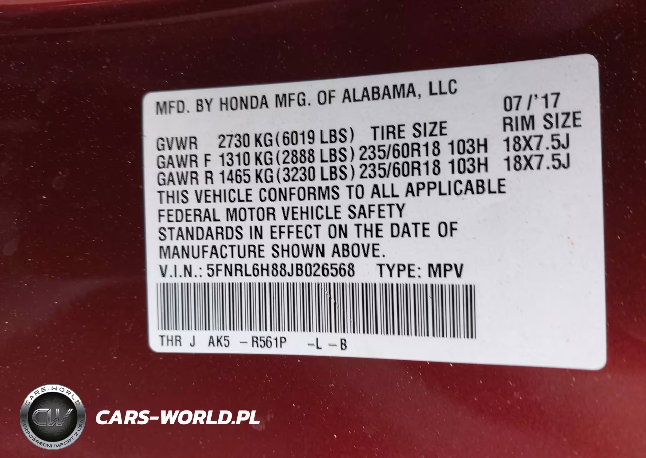 2018 Honda Odyssey Touring VIN:5FNRL6H88JB026568 - 9