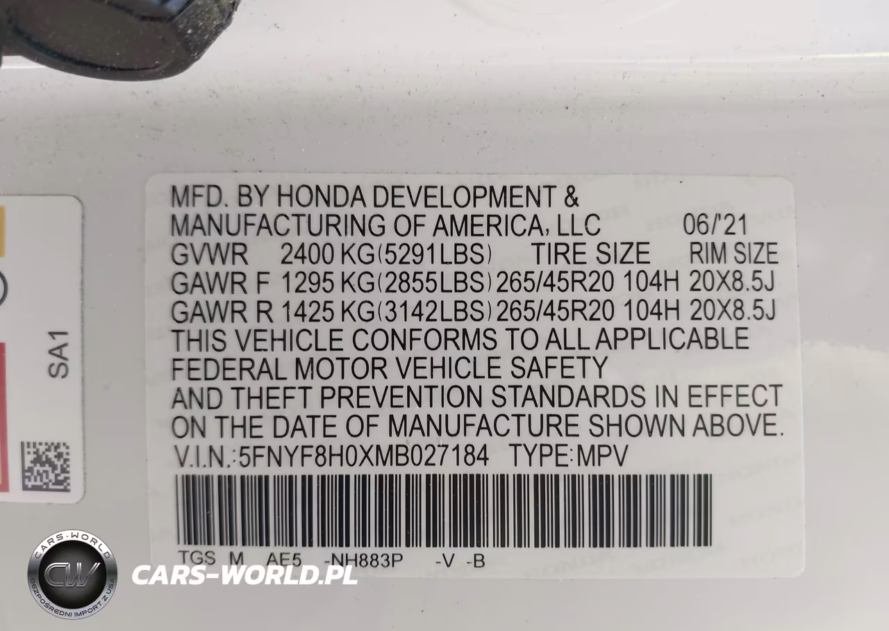 2021 Honda Passport Awd Elite VIN:5FNYF8H0XMB027184 - 9