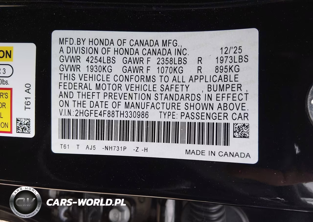 2026 Honda Civic Hybrid Sport-Sport Touring VIN:2HGFE4F88TH330986 - 9
