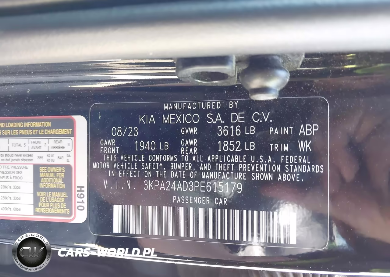 2023 Kia Rio Lx VIN:3KPA24AD3PE615179 - 9