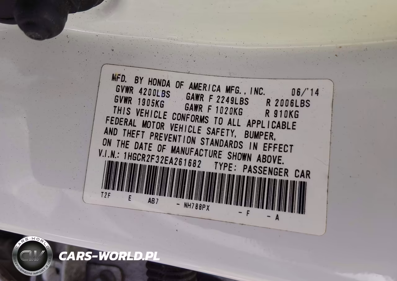 2014 Honda Accord Lx VIN:1HGCR2F32EA261682 - 9
