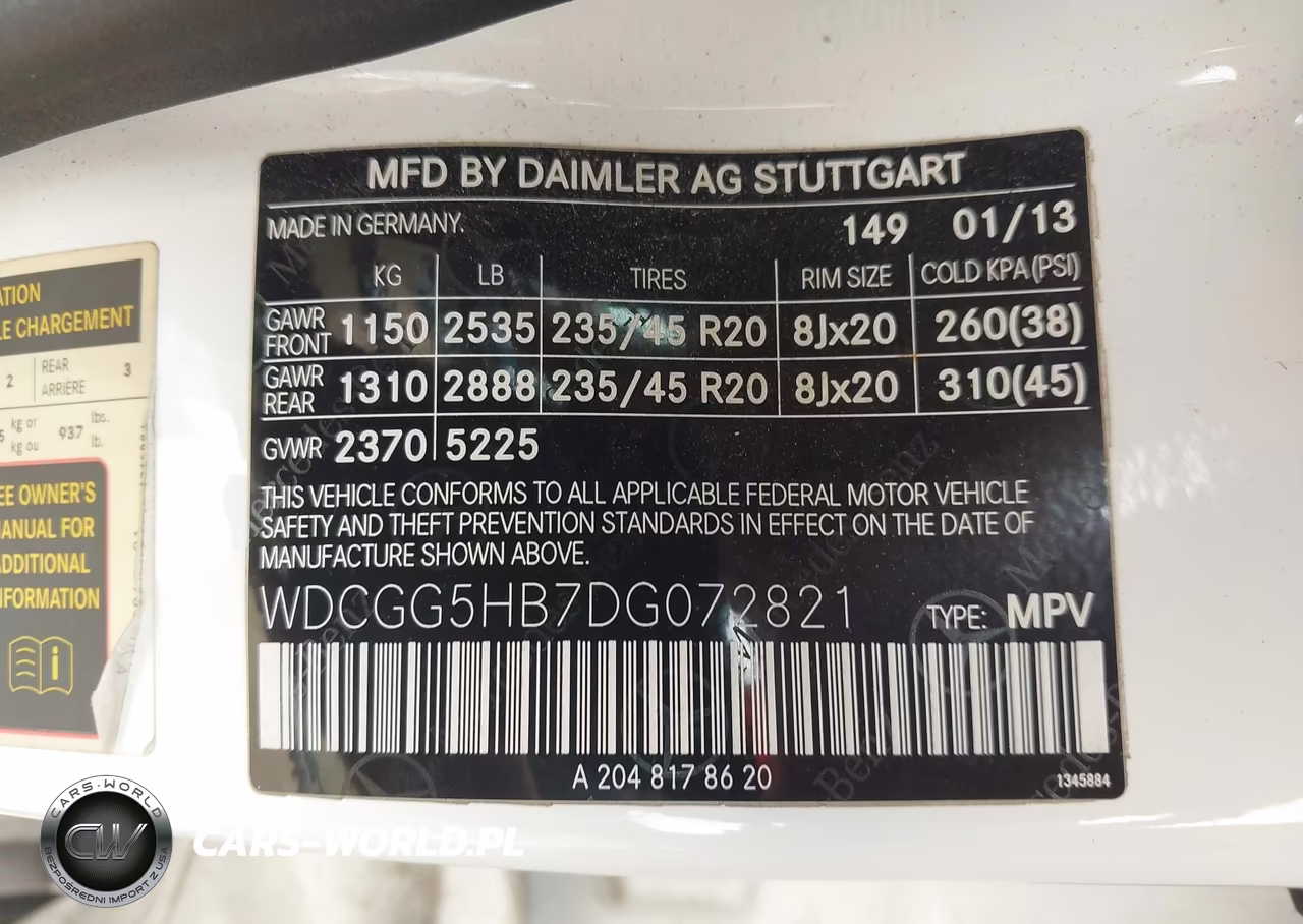 2013 Mercedes-Benz Glk 350 VIN:WDCGG5HB7DG072821 - 9