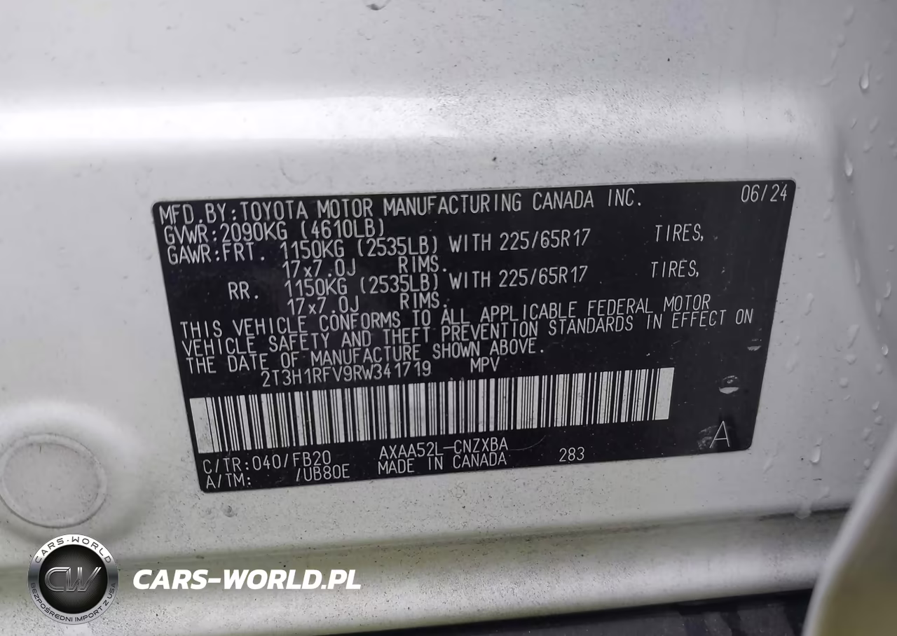 2024 Toyota Rav4 Le VIN:2T3H1RFV9RW341719 - 9
