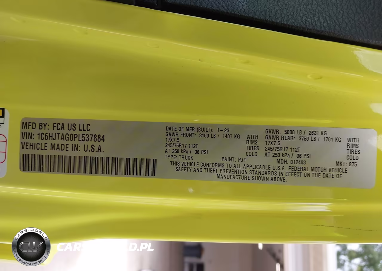 2023 Jeep Gladiator Sport 4X4 VIN:1C6HJTAG0PL537884 - 9