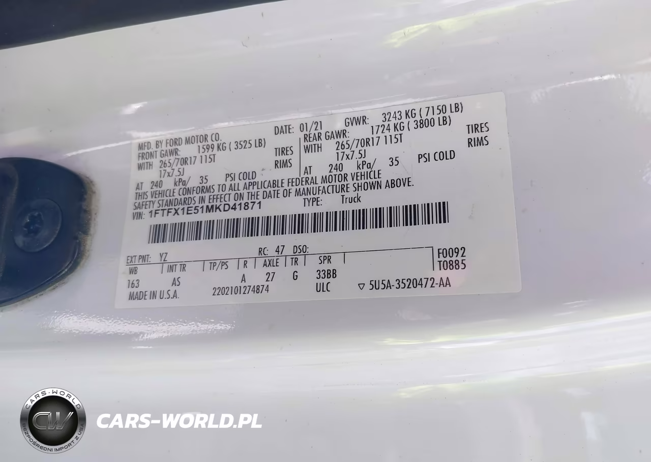 2021 Ford F-150 Xl VIN:1FTFX1E51MKD41871 - 9