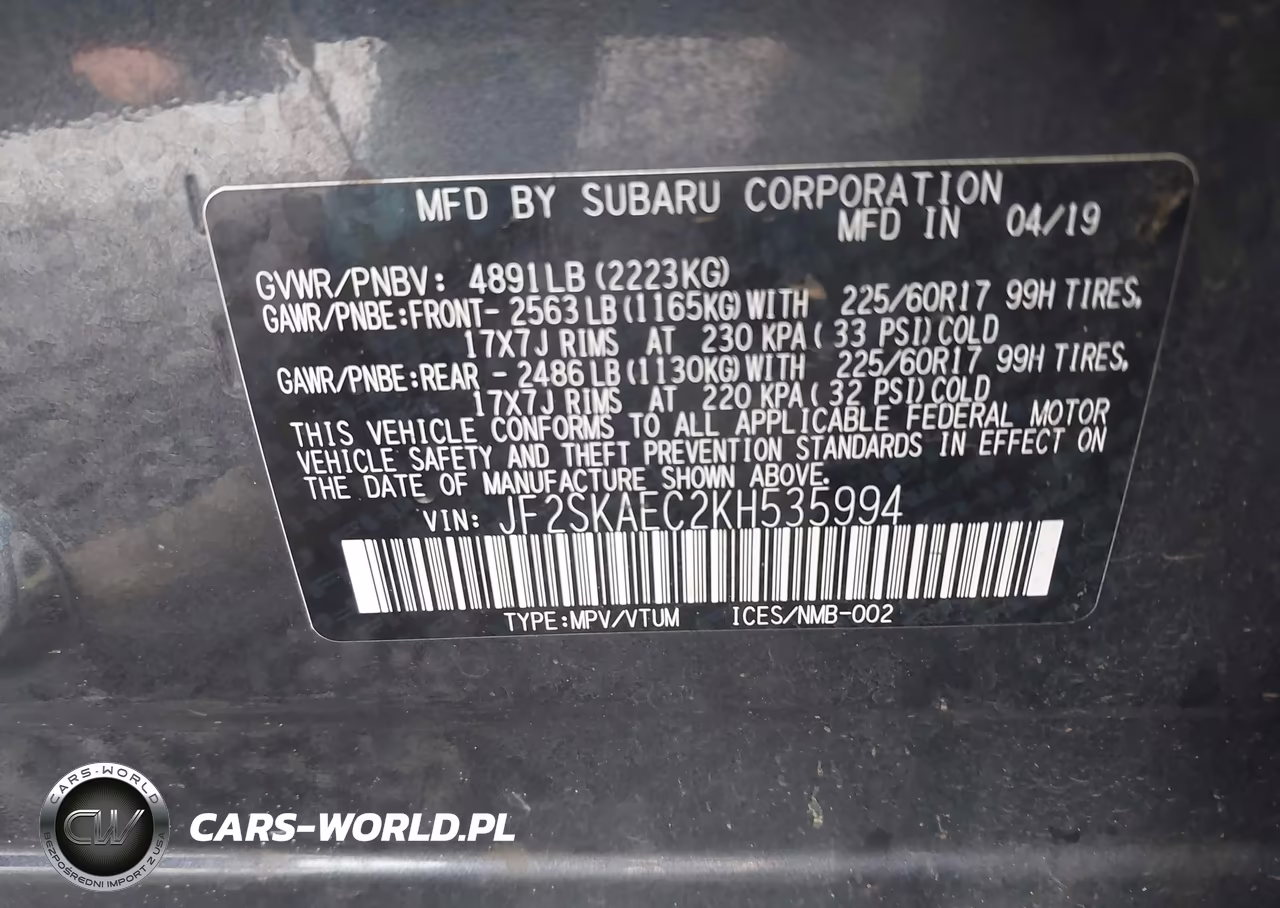 2019 Subaru Forester Premium VIN:JF2SKAEC2KH535994 - 9