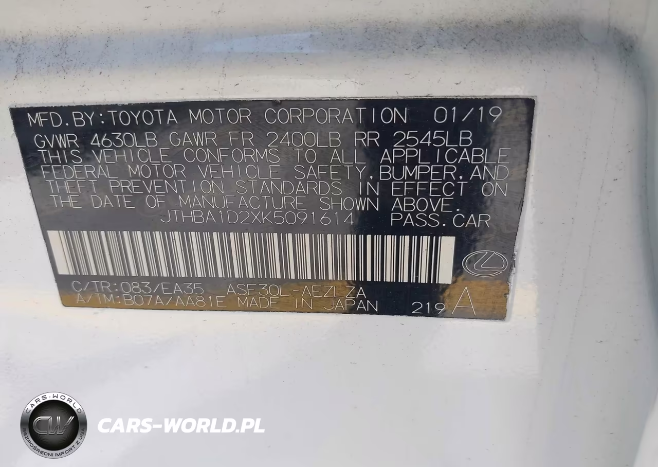 2019 Lexus Is 300 VIN:JTHBA1D2XK5091614 - 9