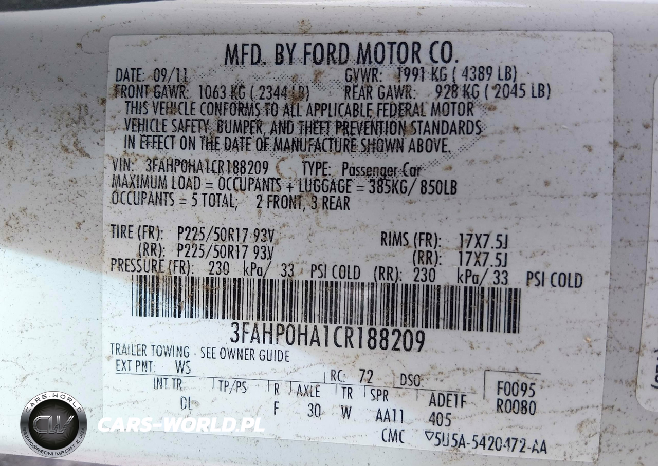 2012 Ford Fusion Se VIN:3FAHP0HA1CR188209 - 9