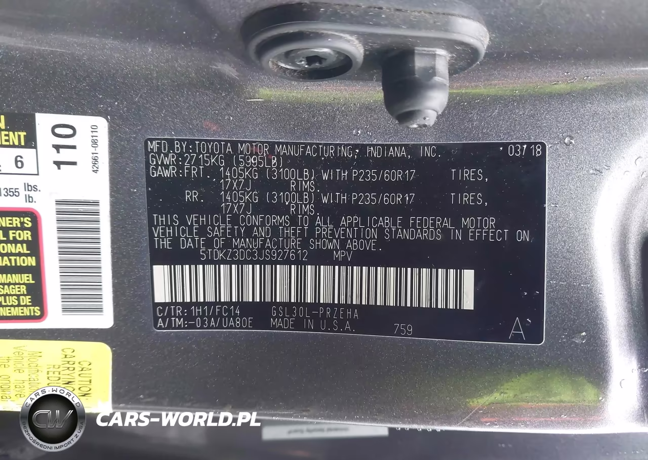 2018 Toyota Sienna Le 8 Passenger VIN:5TDKZ3DC3JS927612 - 9