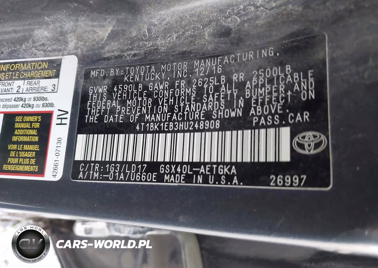 2017 Toyota Avalon Xle VIN:4T1BK1EB3HU248908 - 9