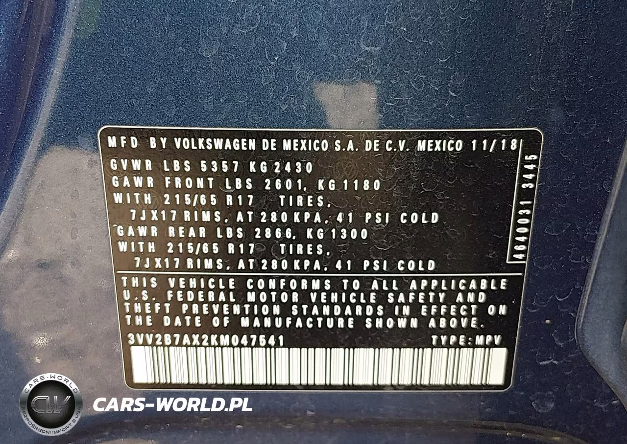 2019 Volkswagen Tiguan 2.0T Se-2.0T Sel-2.0T Sel R-Line-2.0T Sel R-Line Black VIN:3VV2B7AX2KM047541 - 9