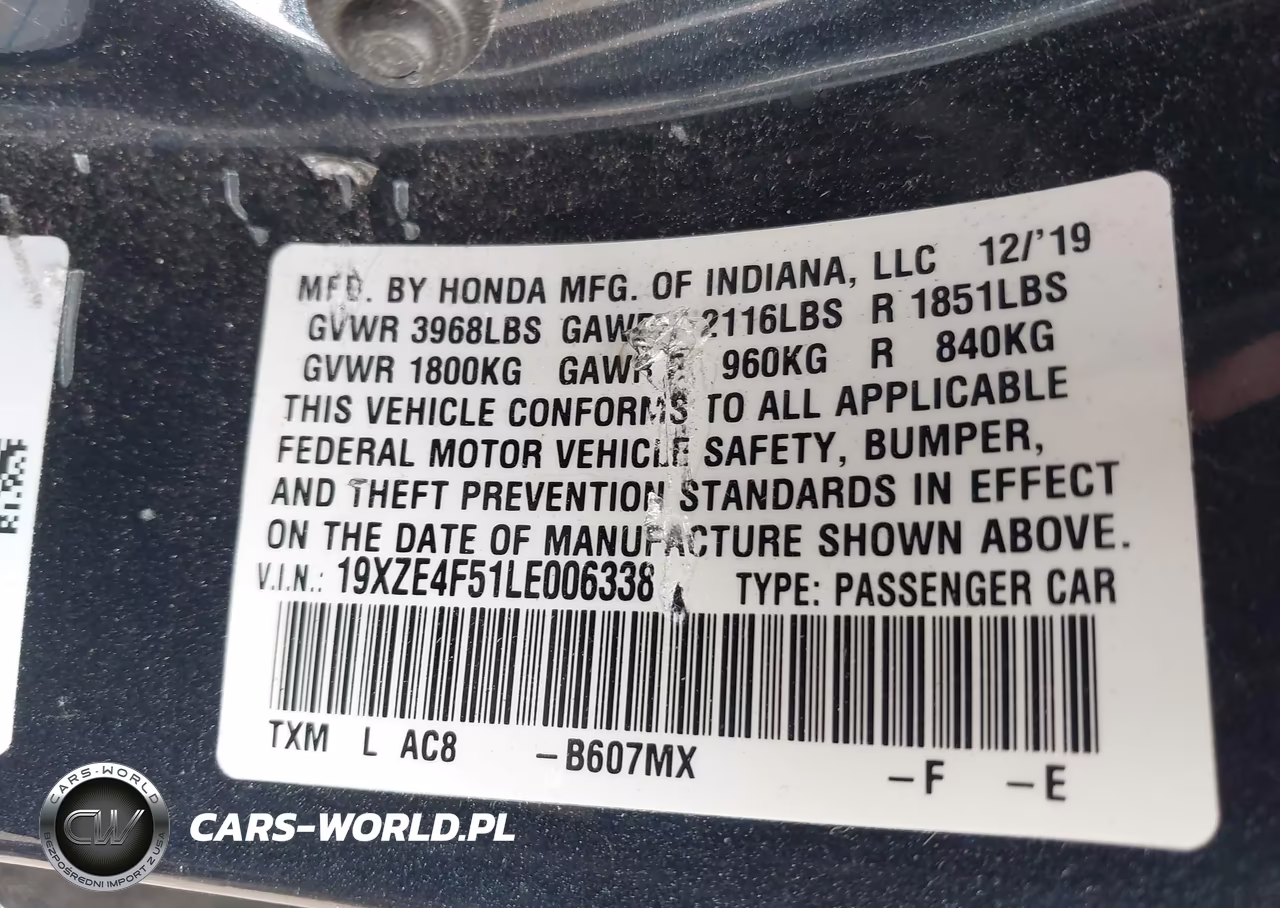 2020 Honda Insight Ex VIN:19XZE4F51LE006338 - 9