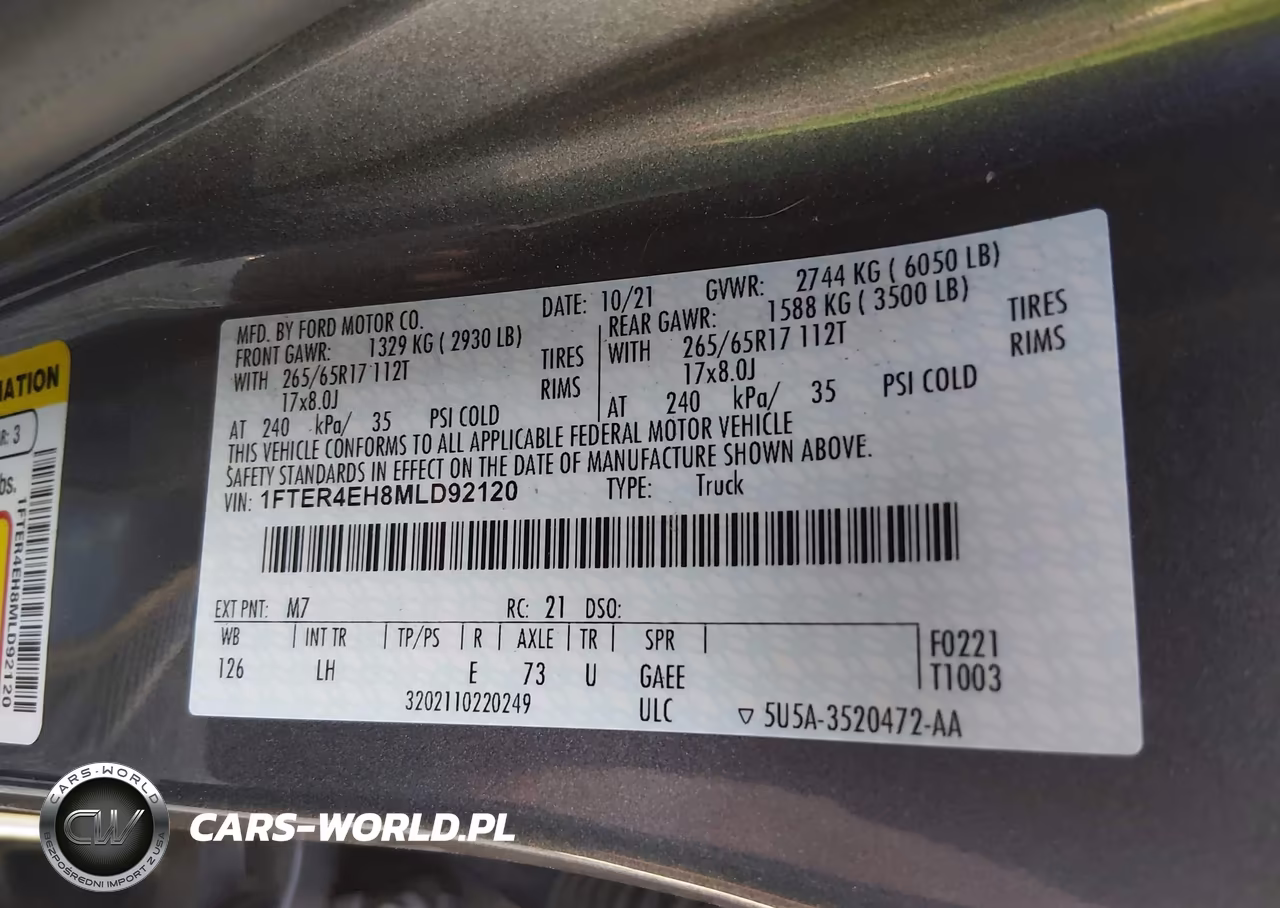 2021 Ford Ranger Xl VIN:1FTER4EH8MLD92120 - 9