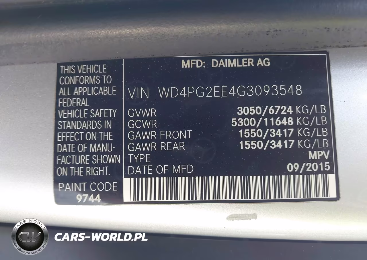 2016 Mercedes-Benz Metris VIN:WD4PG2EE4G3093548 - 9