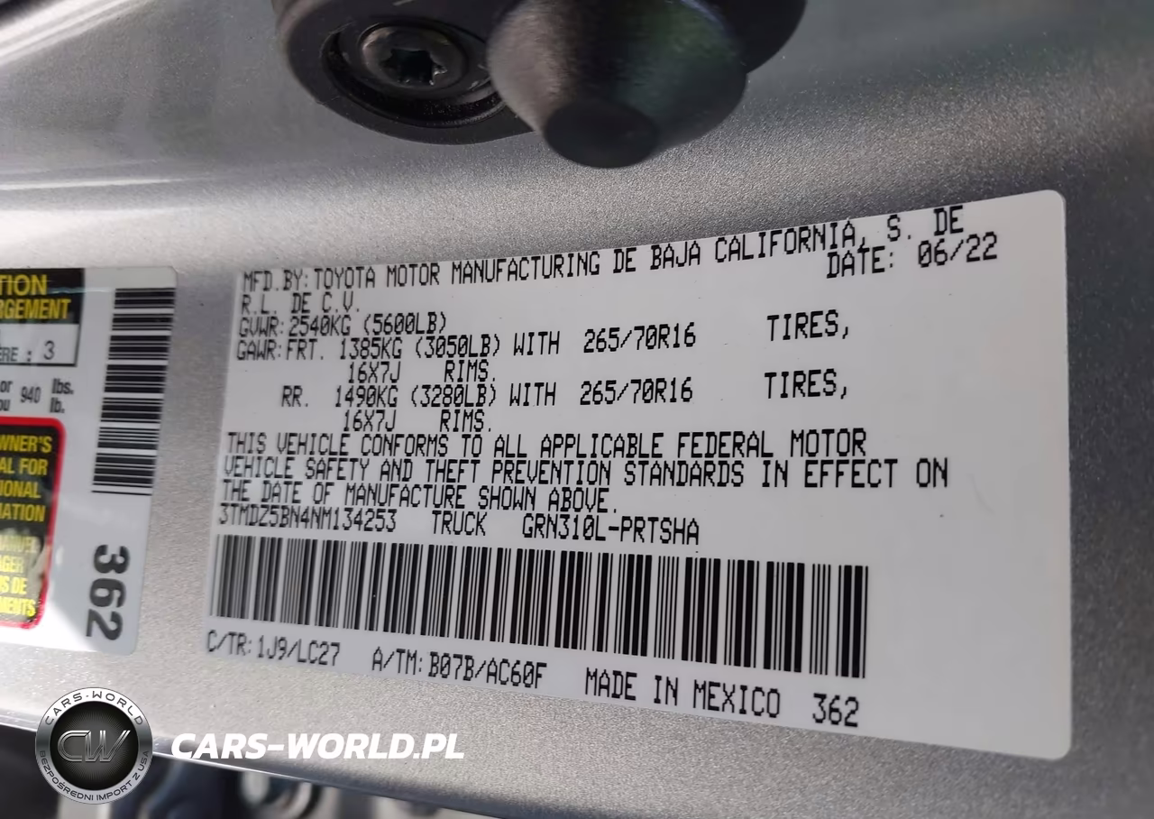 2022 Toyota Tacoma Trd Off Road VIN:3TMDZ5BN4NM134253 - 9