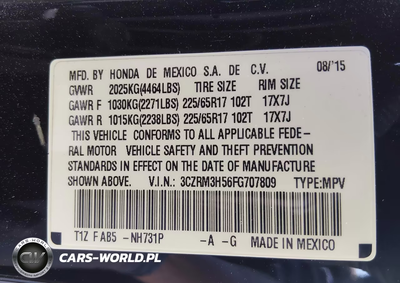 2015 Honda Cr-V Ex VIN:3CZRM3H56FG707809 - 9