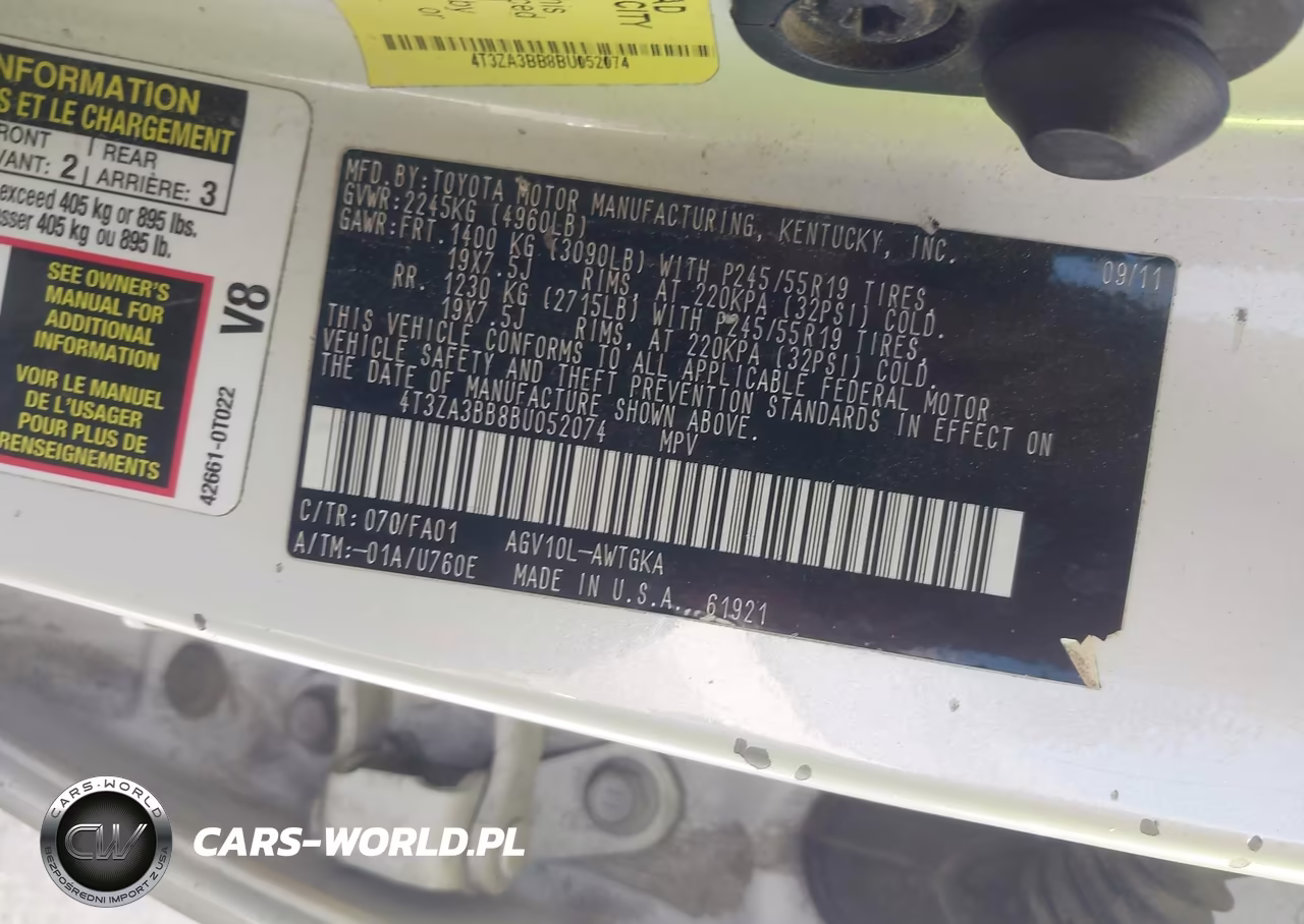 2011 Toyota Venza VIN:4T3ZA3BB8BU052074 - 9