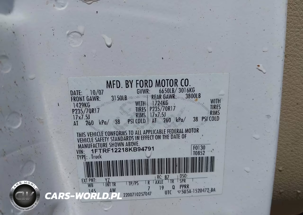 2008 Ford F-150 Stx-Xl-Xlt VIN:1FTRF12218KB94791 - 9