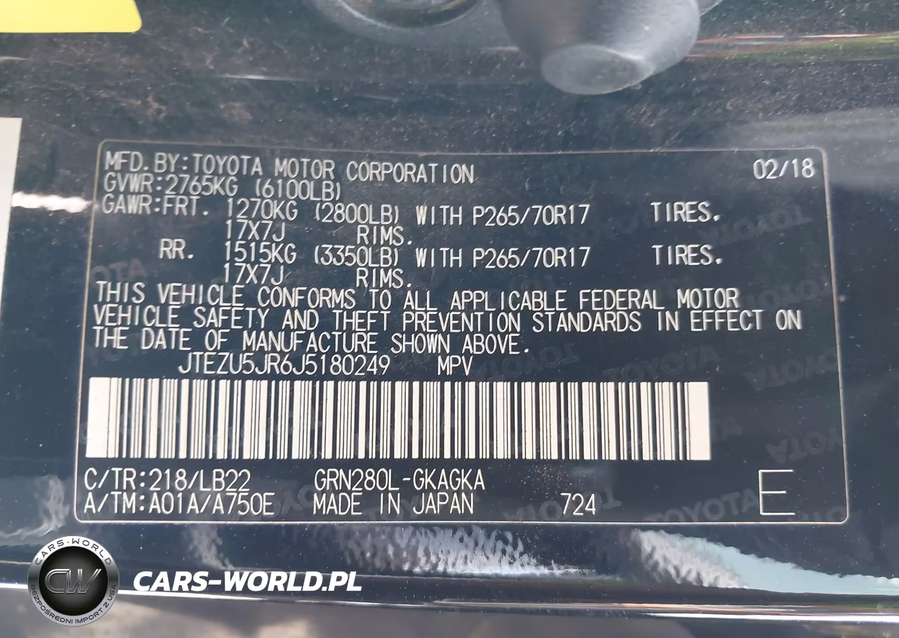 2018 Toyota 4Runner Sr5 Premium VIN:JTEZU5JR6J5180249 - 9