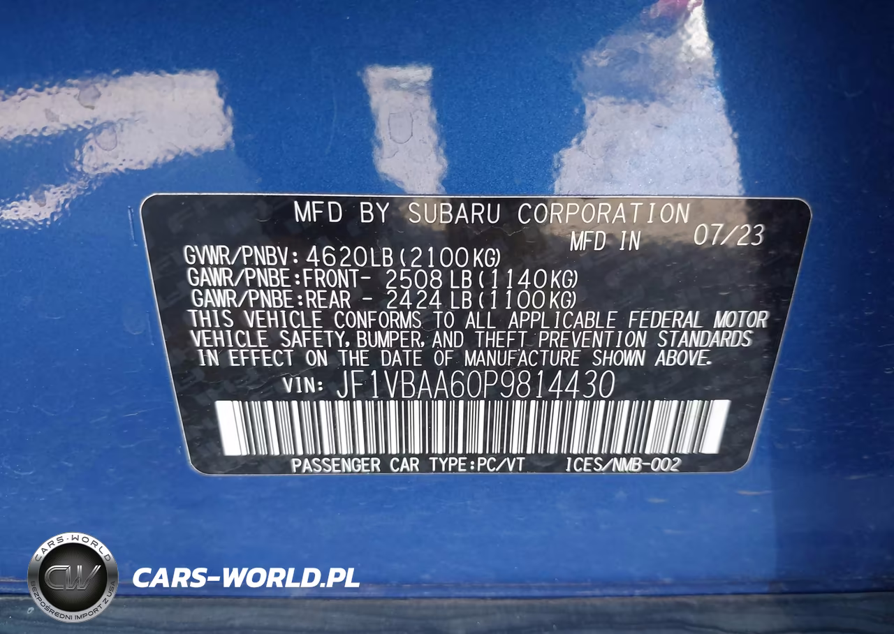 2023 Subaru Wrx VIN:JF1VBAA60P9814430 - 9