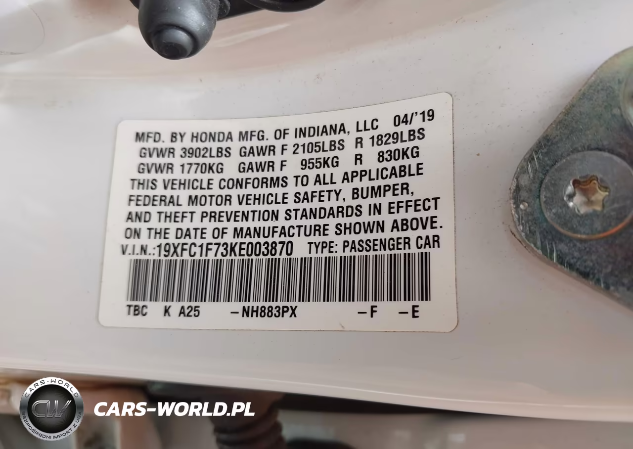 2019 Honda Civic Ex-L VIN:19XFC1F73KE003870 - 9