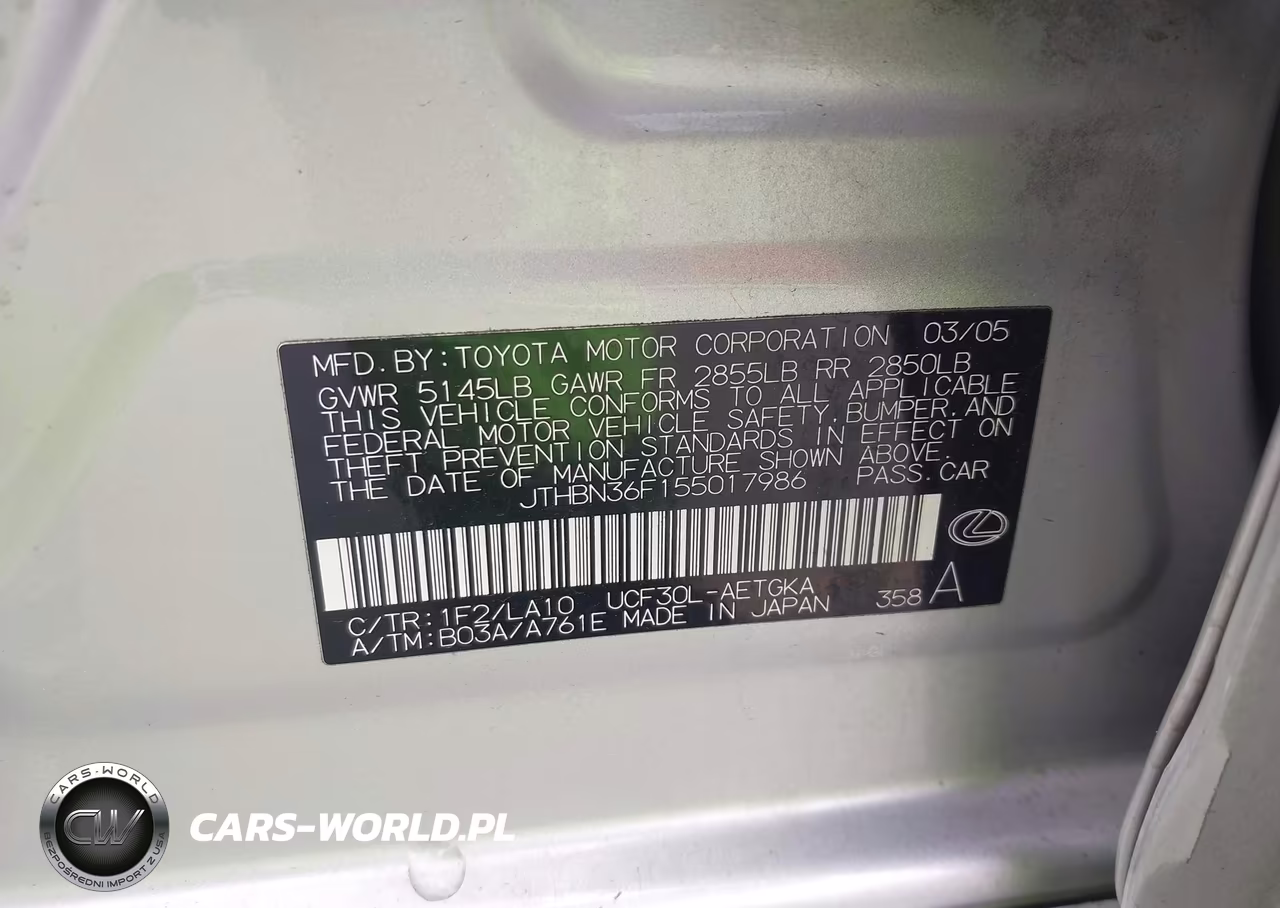 2005 Lexus Ls 430 VIN:JTHBN36F155017986 - 9