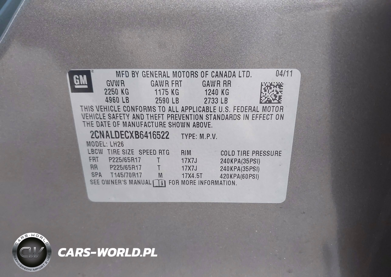2011 Chevrolet Equinox 1Lt VIN:2CNALDECXB6416522 - 9