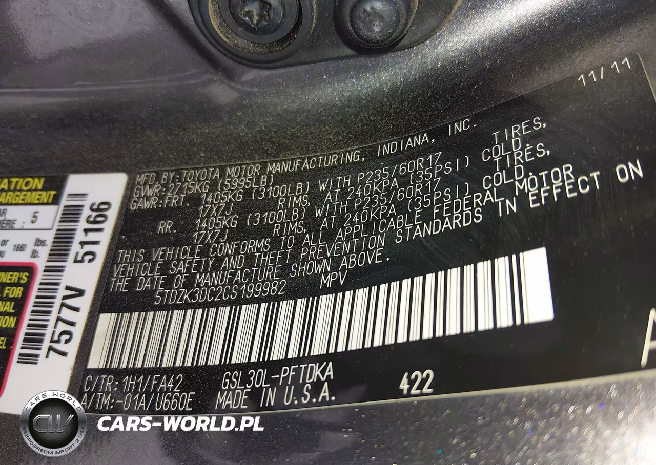 2012 Toyota Sienna Base V6 7 Passenger VIN:5TDZK3DC2CS199982 - 9
