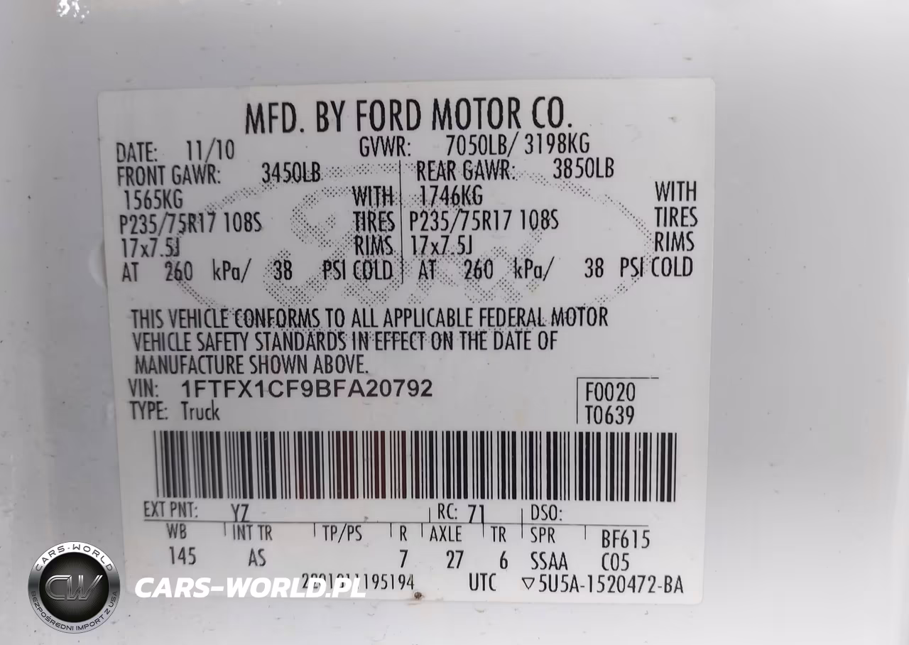 2011 Ford F-150 Xl VIN:1FTFX1CF9BFA20792 - 9