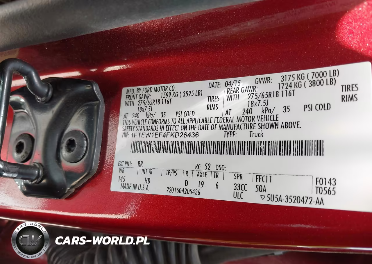 2015 Ford F-150 Lariat VIN:1FTEW1EF4FKD26436 - 9