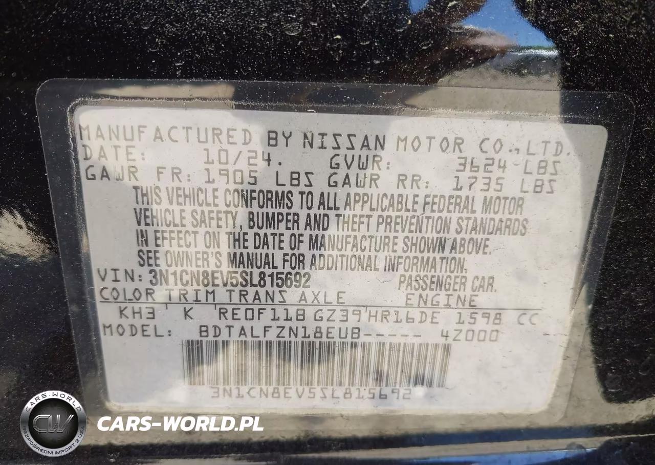 2025 Nissan Versa 1.6 Sv VIN:3N1CN8EV5SL815692 - 9