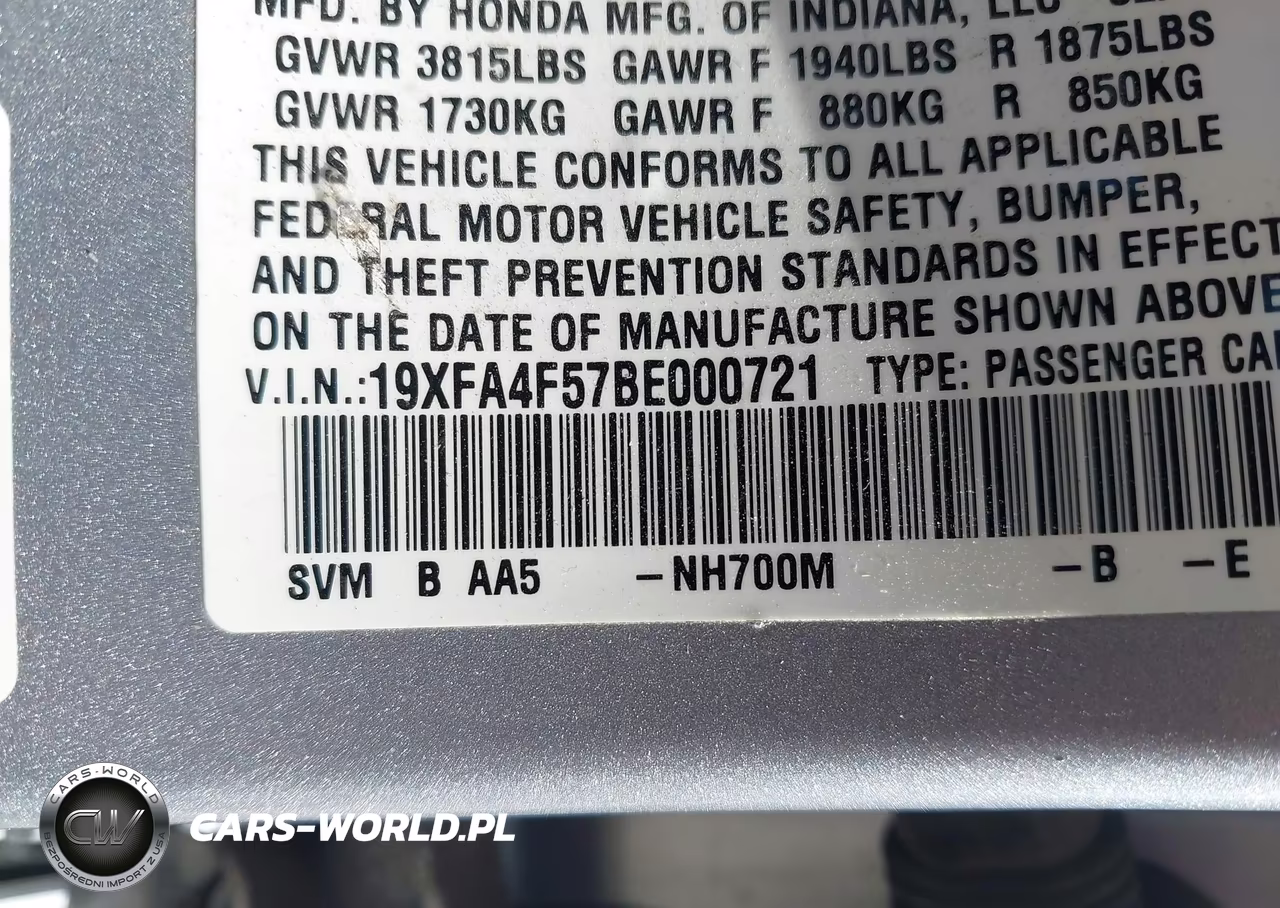 2011 Honda Civic Gx VIN:19XFA4F57BE000721 - 9