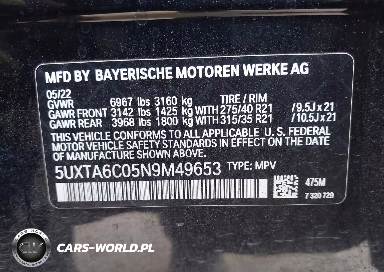 2022 BMW X5 Phev xDrive45E VIN:5UXTA6C05N9M49653 - 9